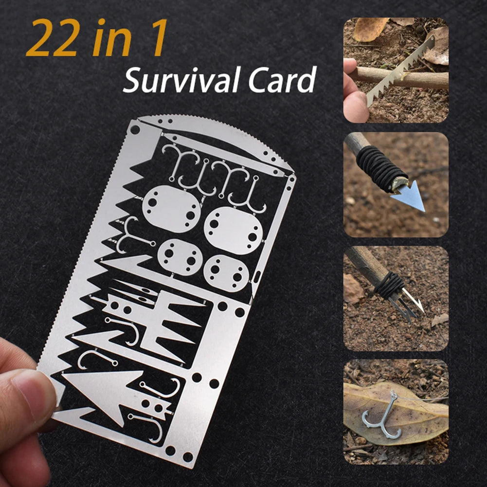 Survival Tool Card Outdoor EDC Survival Fishing Hook Card Multifunctional Portable for Camping Hiking Fishing Hunting Tool Cards