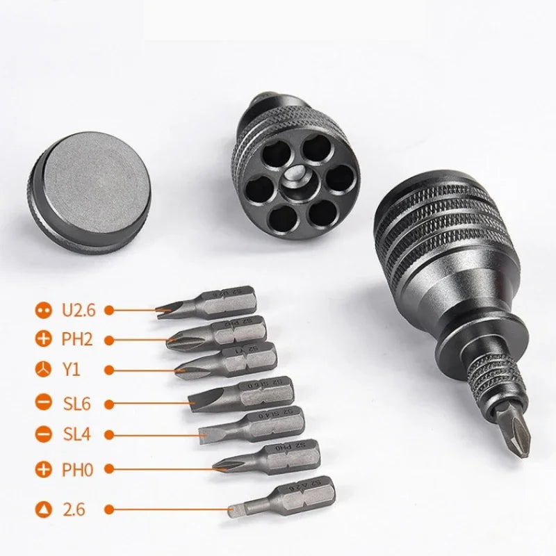 Precision 7 in 1 Mini Screwdriver Titanium Screwdrivers 1/4 Inch Magnetic Phillips Torx Screw Driver Bit Kit Home Repair Tool